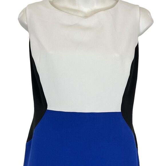 Evan Picone Black Label Womens Blue Cobalt Colorblock Sheath Career Dress sz 12 - Picture 7 of 16
